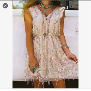 Gold sequin mini dress